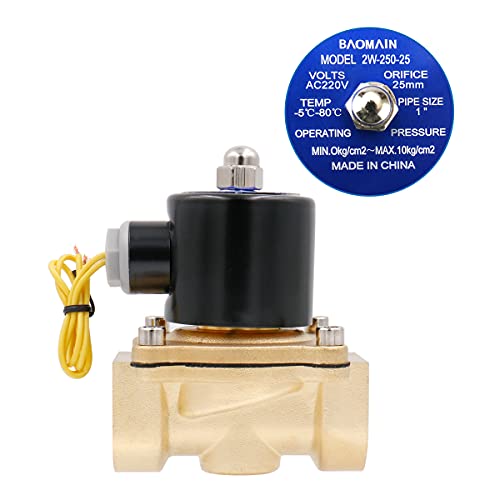 Baomain 1" AC 220V Brass Electric Solenoid Valve Water Air N/C Valve 2W-250-25 - Image 5