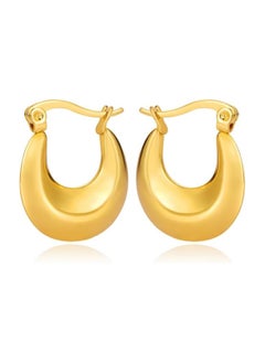 Julia Store Chunky Gold Hoop Earrings Lightweight 18k Real Gold Plated Hoops Earrings, Hypoallergenic Stainless Steel Earrings, Thick Gold Hoop Earrings for Women  - Image 1