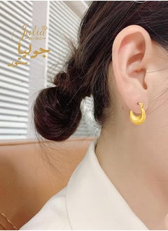 Julia Store Chunky Gold Hoop Earrings Lightweight 18k Real Gold Plated Hoops Earrings, Hypoallergenic Stainless Steel Earrings, Thick Gold Hoop Earrings for Women  - Image 2