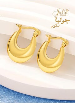 Julia Store Chunky Gold Hoop Earrings Lightweight 18k Real Gold Plated Hoops Earrings, Hypoallergenic Stainless Steel Earrings, Thick Gold Hoop Earrings for Women  - Image 5