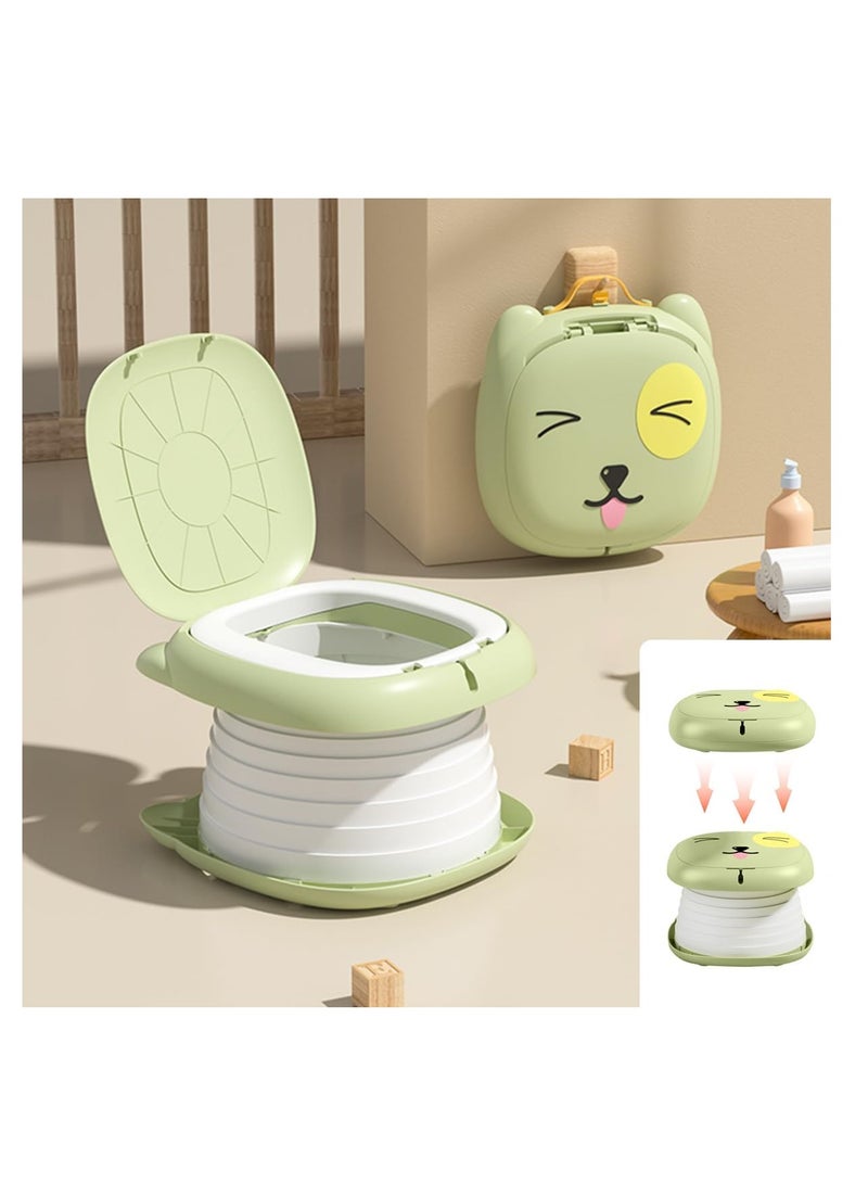 ZERIFAM Travel Potty Seat for Toddler, Foldable Car Potty for Toddler, Portable Toilet Seat for Kids, Portable Potty Seat for Toddler Travel, Camping and Outdoor Use, Outdoor Baby Emergency Toilet, Green - Image 1