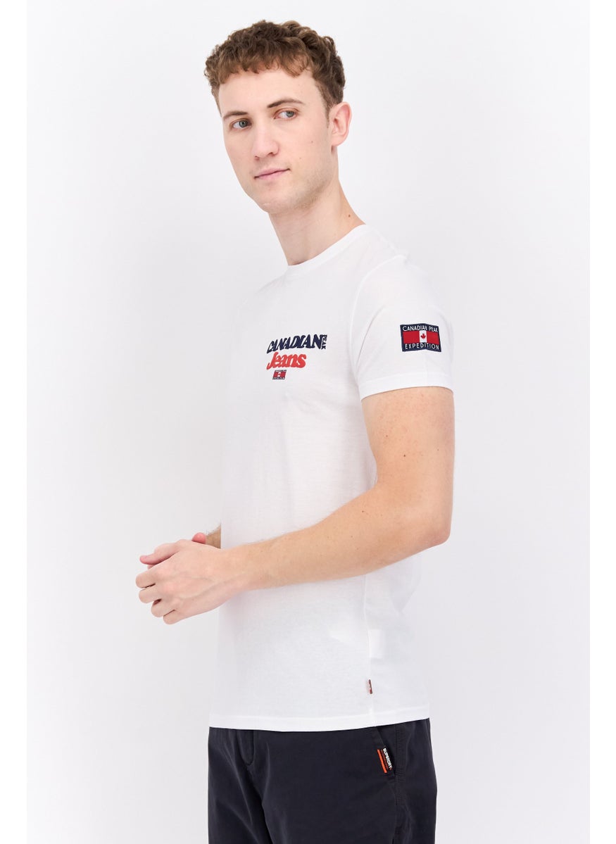 Canadian Peak - Men Crew Neck Short Sleeve Brand Logo T-Shirt, White - Image 1