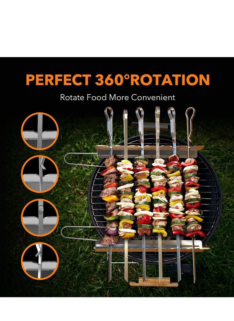 SYOSI Barbecue Skewer Kabob Skewers Stainless Steel Shish Kabob Skewers Flat BBQ Metal Skewers Reusable Grilling Skewers for Grilling 6 Skewers 2 Grill Racks with Storage Bag  - Image 4