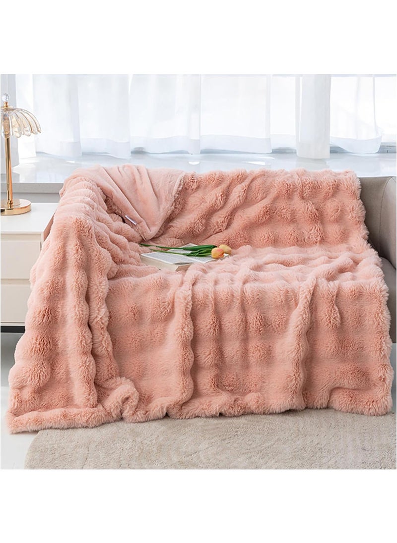 GT-Wheel - Luxury Plush Throw Blanket Super Soft Cozy Fuzzy Blanket Faux Rabbit Fur Blanket Lightweight Blanket - Image 1
