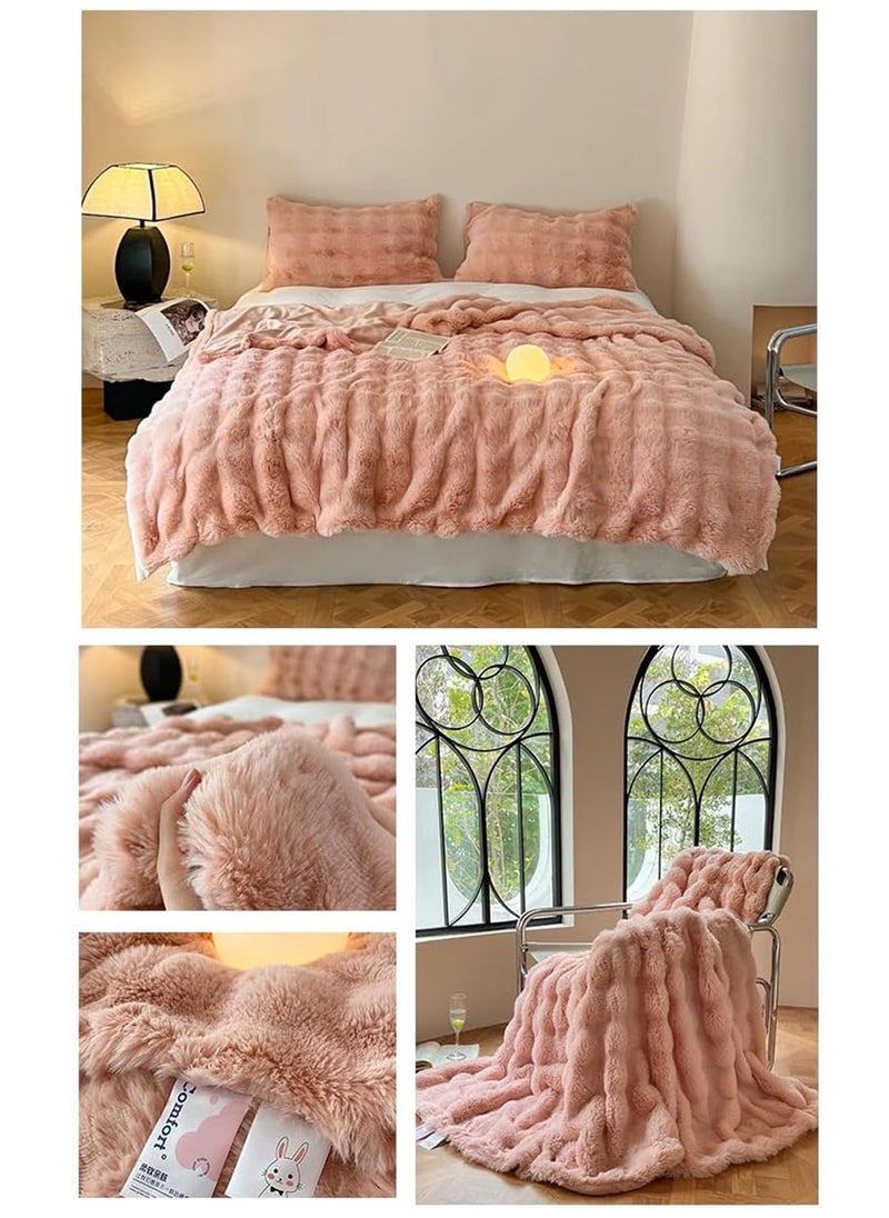 GT-Wheel - Luxury Plush Throw Blanket Super Soft Cozy Fuzzy Blanket Faux Rabbit Fur Blanket Lightweight Blanket - Image 1