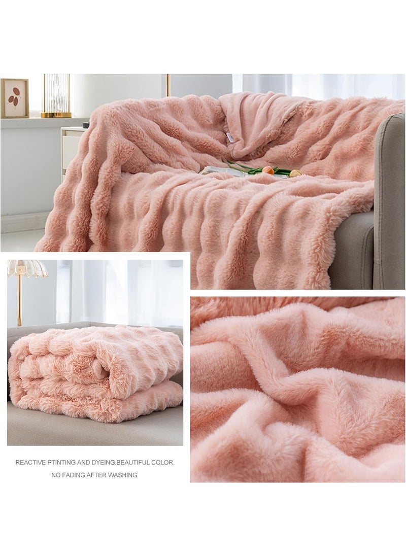 GT-Wheel - Luxury Plush Throw Blanket Super Soft Cozy Fuzzy Blanket Faux Rabbit Fur Blanket Lightweight Blanket - Image 1