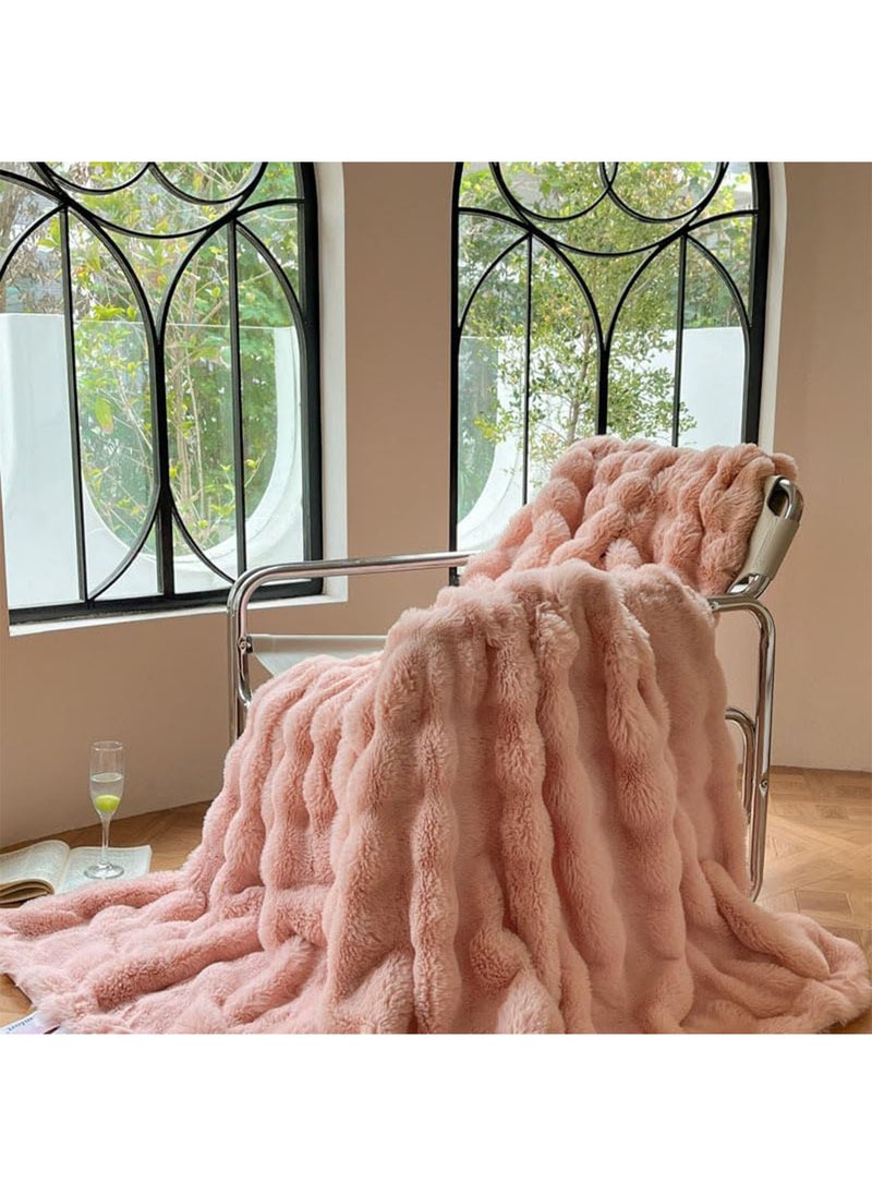GT-Wheel - Luxury Plush Throw Blanket Super Soft Cozy Fuzzy Blanket Faux Rabbit Fur Blanket Lightweight Blanket - Image 1