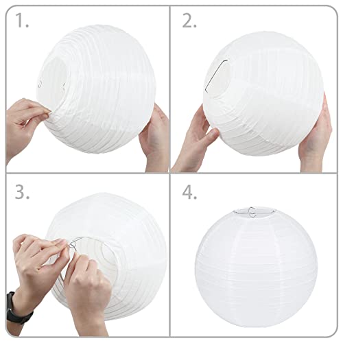 LIHAO 10PCS White Paper Lanterns Decorative Chinese Lanterns for Wedding Decor, Bridal, Baby Shower, Christmas, Birthday, Party Decorations, DIY Crafts(Size of 6”, 8”, 10” 12’’) - Image 5