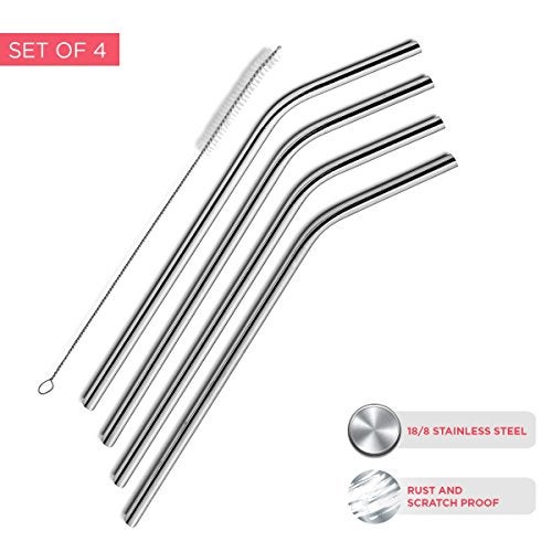 SipWell Stainless Steel Drinking Straws Set of 4, Curved metal Straws reusable for 20 0z Tumbler, | Fits all Yeti SIC Simple Modern Tumblers, Cleaning Brush Included. - Image 3