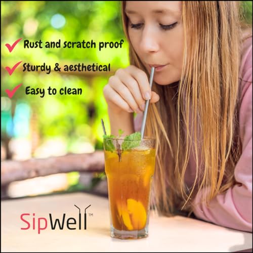 SipWell Stainless Steel Drinking Straws Set of 4, Curved metal Straws reusable for 20 0z Tumbler, | Fits all Yeti SIC Simple Modern Tumblers, Cleaning Brush Included. - Image 5