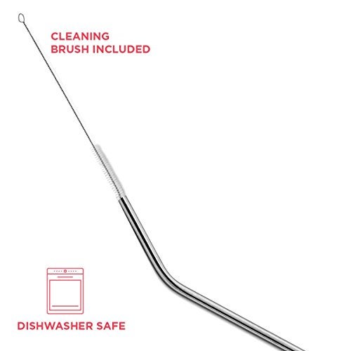 SipWell Stainless Steel Drinking Straws Set of 4, Curved metal Straws reusable for 20 0z Tumbler, | Fits all Yeti SIC Simple Modern Tumblers, Cleaning Brush Included. - Image 4