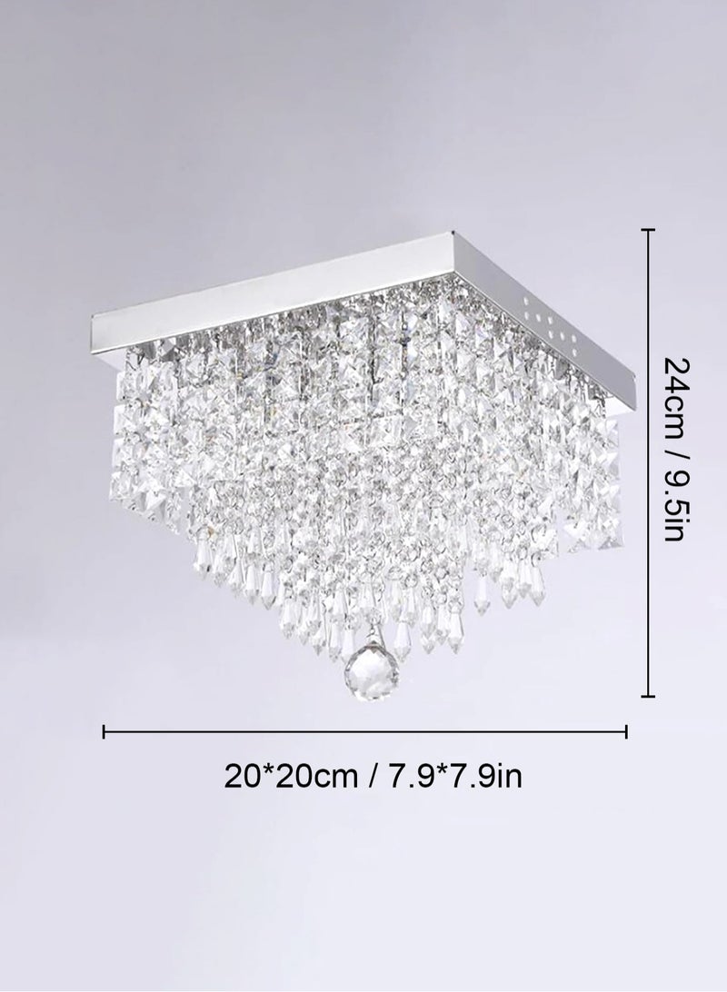 LOOPITYS Crystal lamp, chandelier、ceiling mounted ceiling light, (size: square, 7.9 * 7.9 inches, warm light 3000K) used for corridor entrance lighting, rooms, living rooms, etc., decorate your home! ﻿ - Image 4