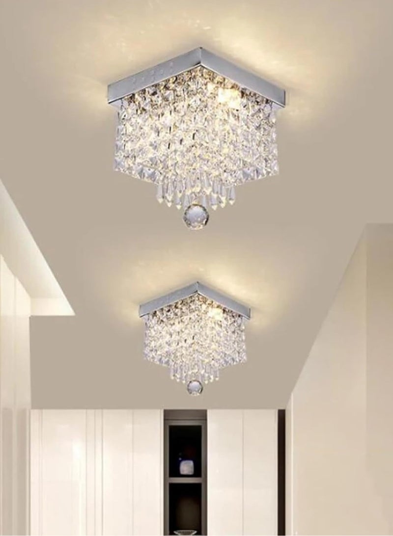 LOOPITYS Crystal lamp, chandelier、ceiling mounted ceiling light, (size: square, 7.9 * 7.9 inches, warm light 3000K) used for corridor entrance lighting, rooms, living rooms, etc., decorate your home! ﻿ - Image 5
