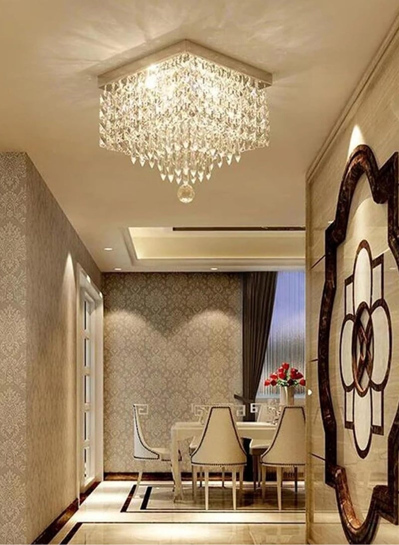 LOOPITYS Crystal lamp, chandelier、ceiling mounted ceiling light, (size: square, 7.9 * 7.9 inches, warm light 3000K) used for corridor entrance lighting, rooms, living rooms, etc., decorate your home! ﻿ - Image 2