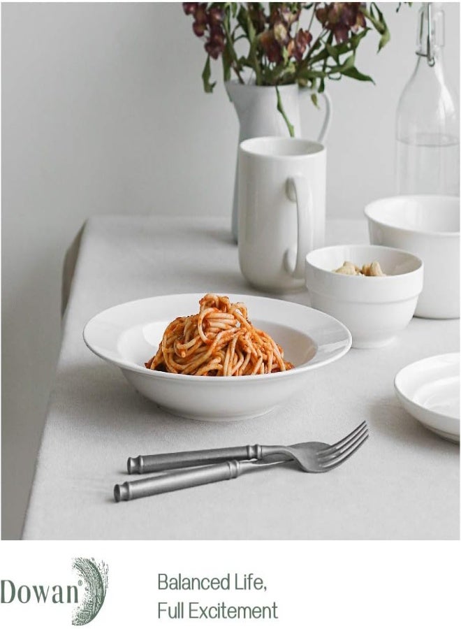 AKDC Dowan Soup Bowls, Pasta Bowls Plates, White Salad Bowls Set Of 4, Porcelain Wide Rim Bowls, 20 Ounces, Microwave & Dishwasher Safe - Image 5