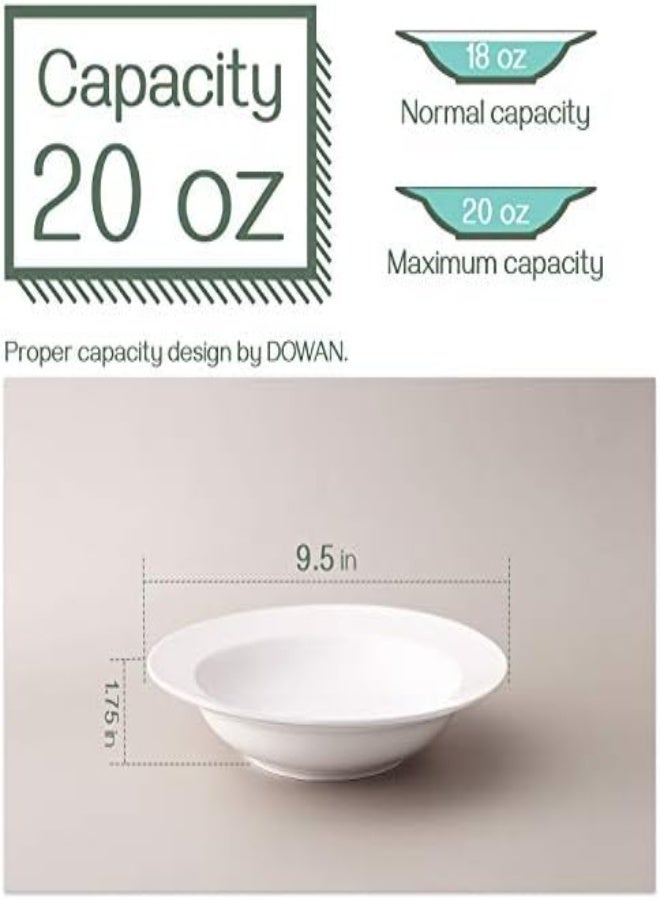 AKDC Dowan Soup Bowls, Pasta Bowls Plates, White Salad Bowls Set Of 4, Porcelain Wide Rim Bowls, 20 Ounces, Microwave & Dishwasher Safe - Image 3