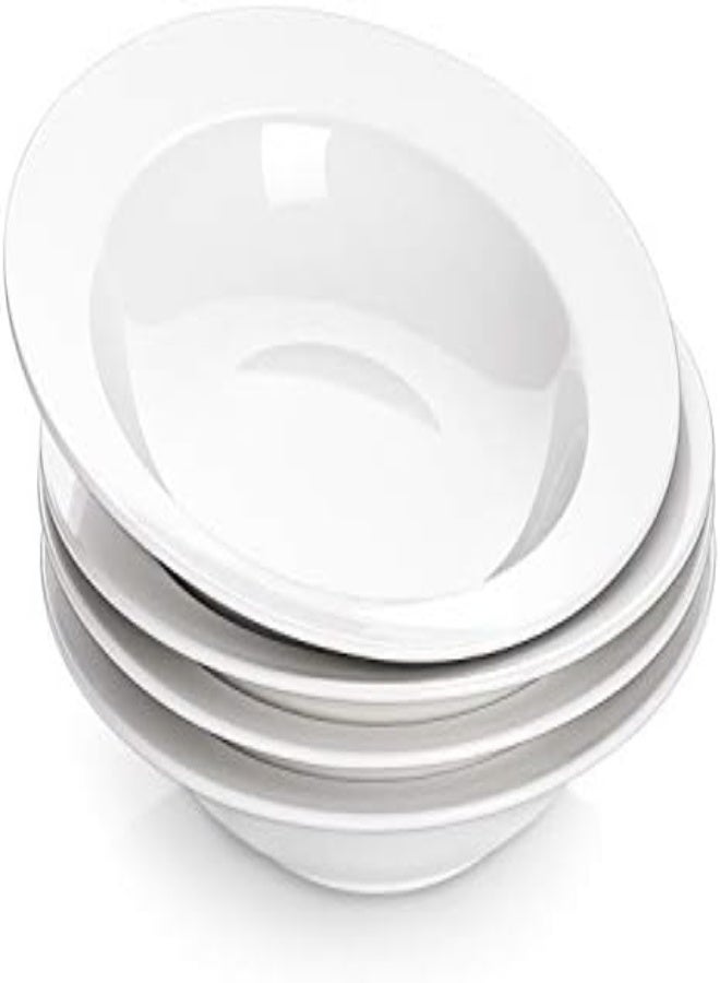 AKDC Dowan Soup Bowls, Pasta Bowls Plates, White Salad Bowls Set Of 4, Porcelain Wide Rim Bowls, 20 Ounces, Microwave & Dishwasher Safe - Image 4