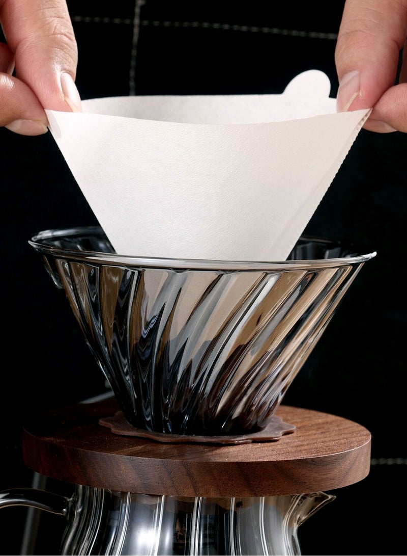 Brutelle V60 Coffee Paper Filter 100 Piece Size 02 Pour Over White without Bleached 100% Natural Coffee Filter 1-4 Cups Disposable Cone Paper Coffee Paper  - Image 3