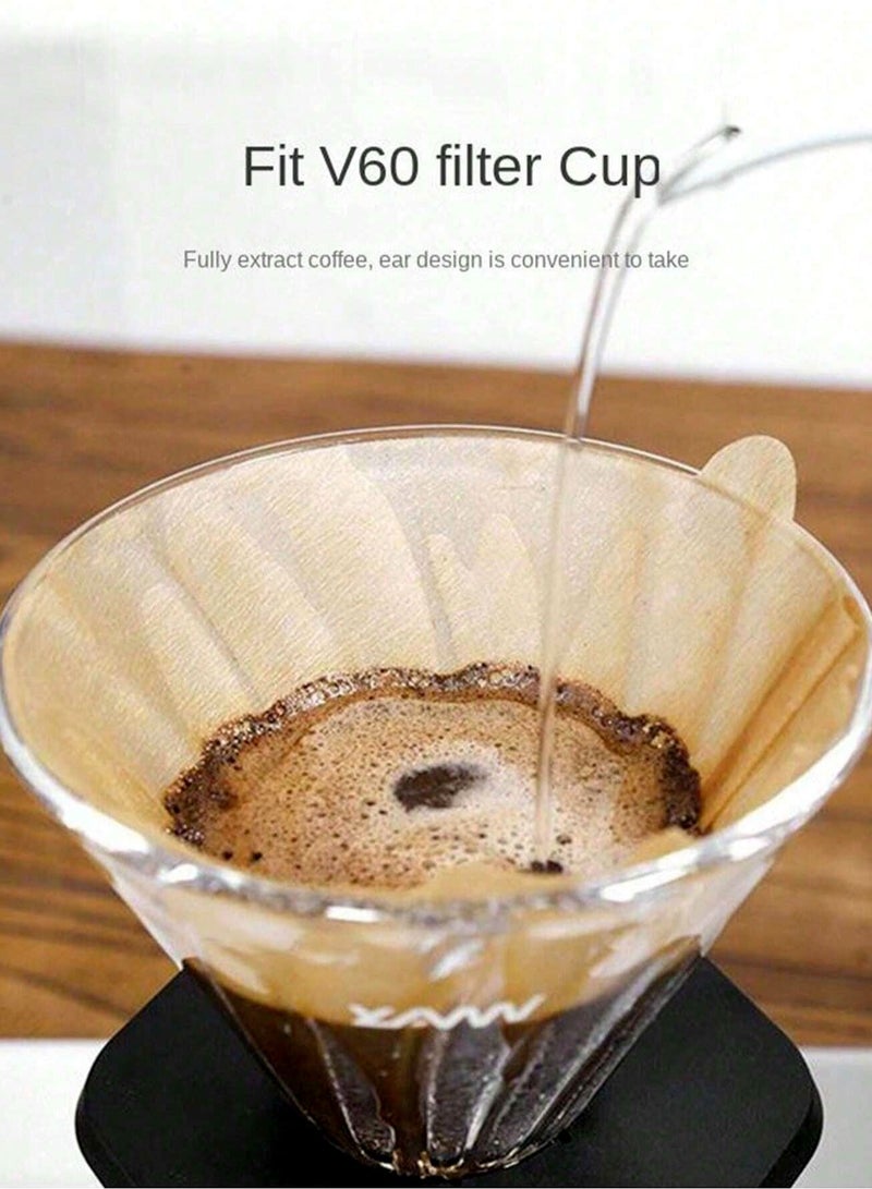Brutelle V60 Coffee Paper Filter 100 Piece Size 02 Pour Over White without Bleached 100% Natural Coffee Filter 1-4 Cups Disposable Cone Paper Coffee Paper  - Image 2