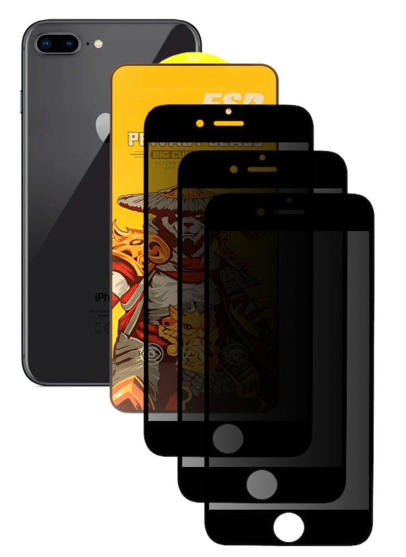 ESD 3 Pieces Tempered Dustproof Privacy Glass Screen Protector Compatible For iPhone 8 Plus - Image 1