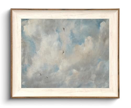 KISSFOX Framed Wall Art Vintage Wall Decor Cloud Canvas Art Sky Pictures Landscape Paintings Antique Artwork For Living Room Bedroom Kitchen - Image 1