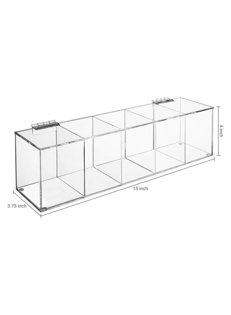 TPGP Modern Clear Premium Acrylic Tea Bag Organizer Box with 5 Compartments and Hinged Lid, Kitchen Countertop Storage Caddy for Assorted Teas and Condiments - Image 2