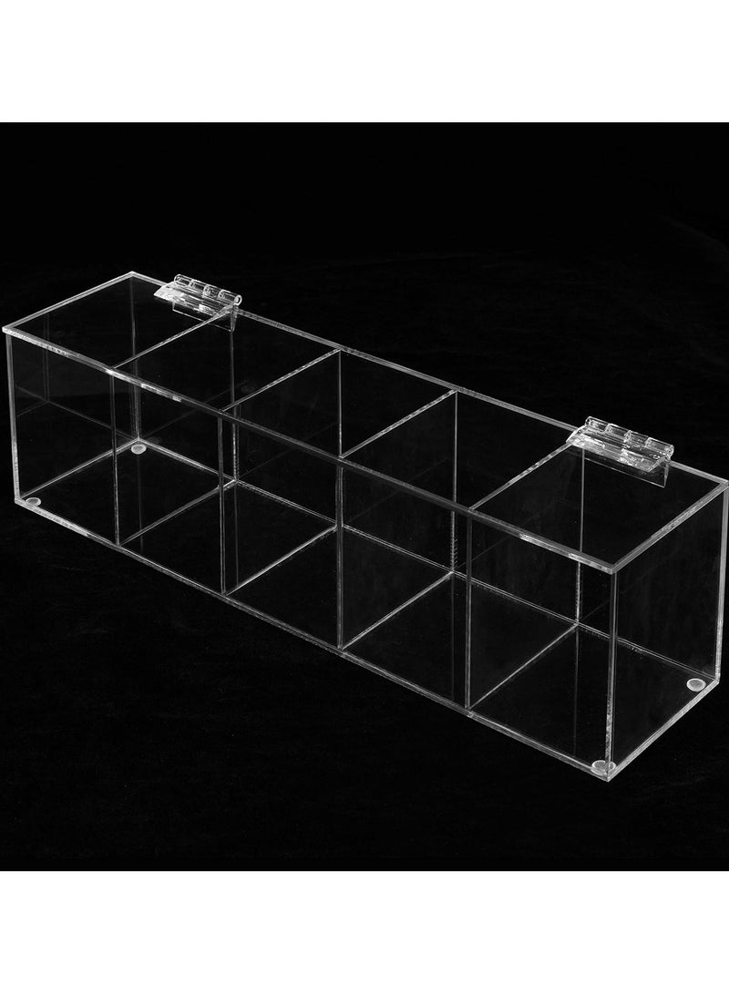 TPGP Modern Clear Premium Acrylic Tea Bag Organizer Box with 5 Compartments and Hinged Lid, Kitchen Countertop Storage Caddy for Assorted Teas and Condiments - Image 4