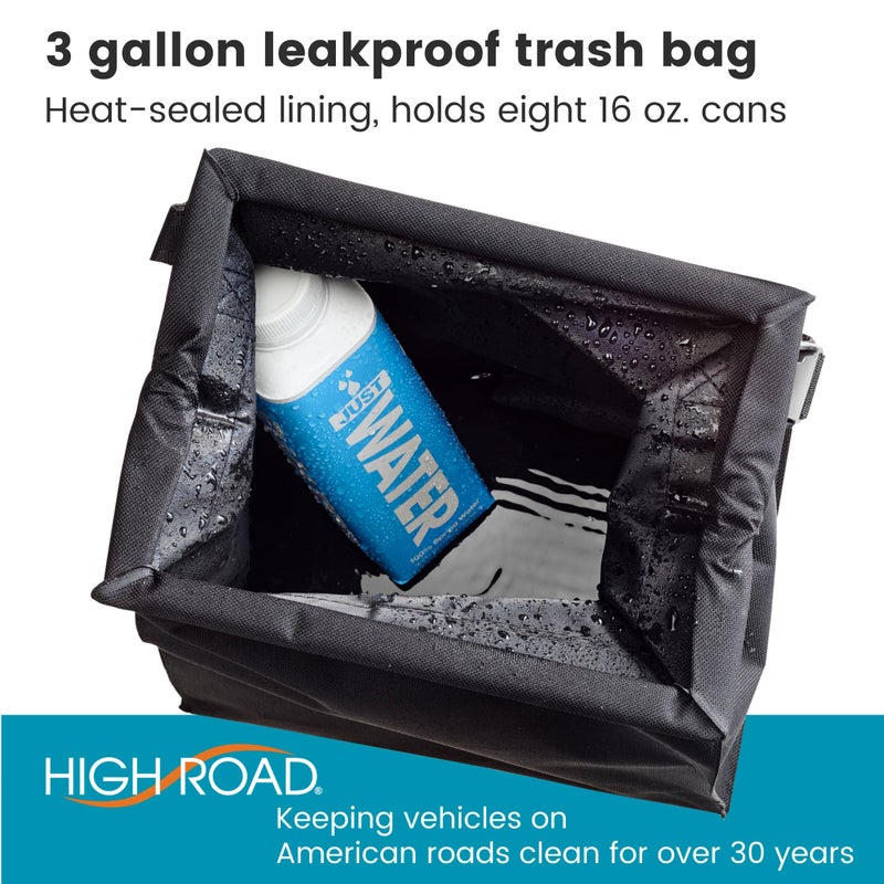 High Road TrashStash Hanging Car Garbage Bag with Push-Close Lid and Waterproof Bin for Car, SUV and Truck Seat Backs - Holds 3 Gallons of Car Trash (Black) - Image 5