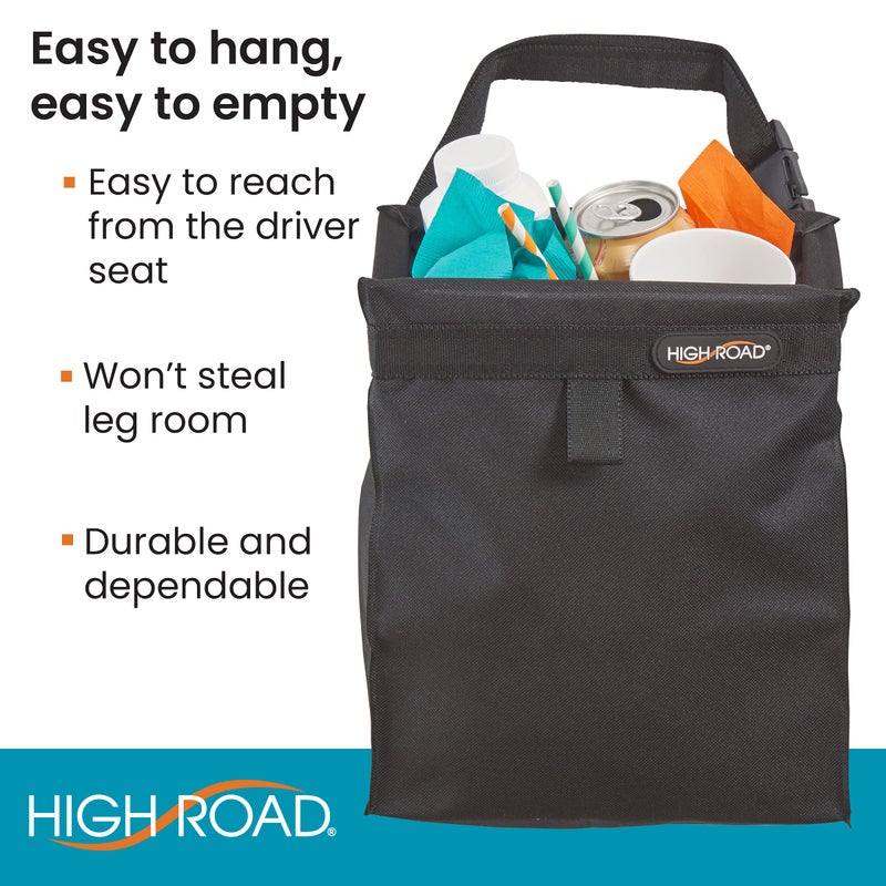 High Road TrashStash Hanging Car Garbage Bag with Push-Close Lid and Waterproof Bin for Car, SUV and Truck Seat Backs - Holds 3 Gallons of Car Trash (Black) - Image 3