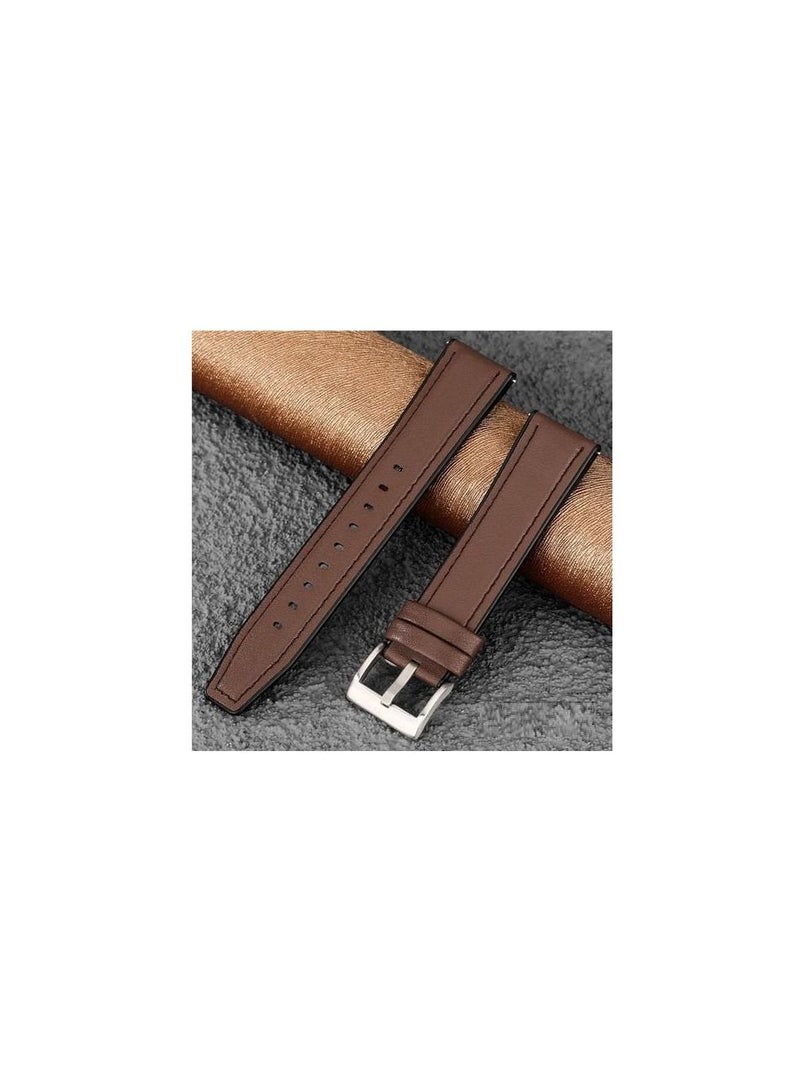 حزام بديل من جلد السيليكون مقاس 22 مم لساعة هواوى واتش التيمت  - مشبك فضي بنى - Image 1