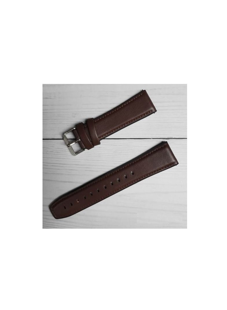 حزام بديل من جلد السيليكون مقاس 22 مم لساعة هواوى واتش التيمت  - مشبك فضي بنى - Image 3