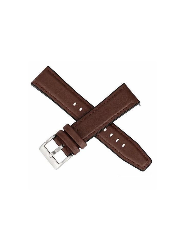 حزام بديل من جلد السيليكون مقاس 22 مم لساعة هواوى واتش التيمت  - مشبك فضي بنى - Image 4