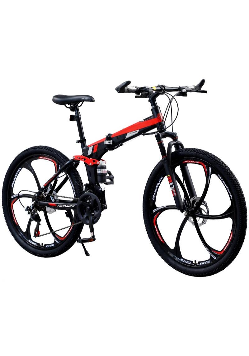 ETG 26 Inch Folding Mountain Bike, 24 Speed Full Suspension Bicycle with High-Carbon Steel, Dual Disc Brake Non-Slip Quick Release tire Folding MTB for Adults/Men/Women - Image 1