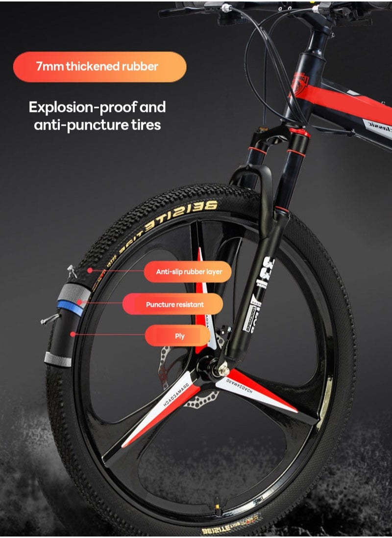 ETG - 26 Inch Folding Mountain Bike, 24 Speed Full Suspension Bicycle with High-Carbon Steel, Dual Disc Brake Non-Slip Quick Release tire Folding MTB for Adults/Men/Women - Image 1