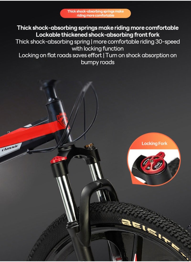 ETG - 26 Inch Folding Mountain Bike, 24 Speed Full Suspension Bicycle with High-Carbon Steel, Dual Disc Brake Non-Slip Quick Release tire Folding MTB for Adults/Men/Women - Image 1