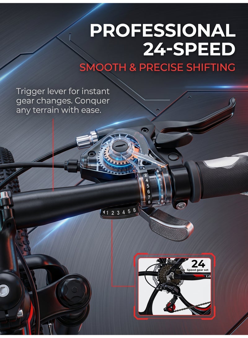 ETG 26-Inch Folding Mountain Bike, 24-Speed Full Suspension – High-Carbon Steel, Dual Disc Brake - Image 3