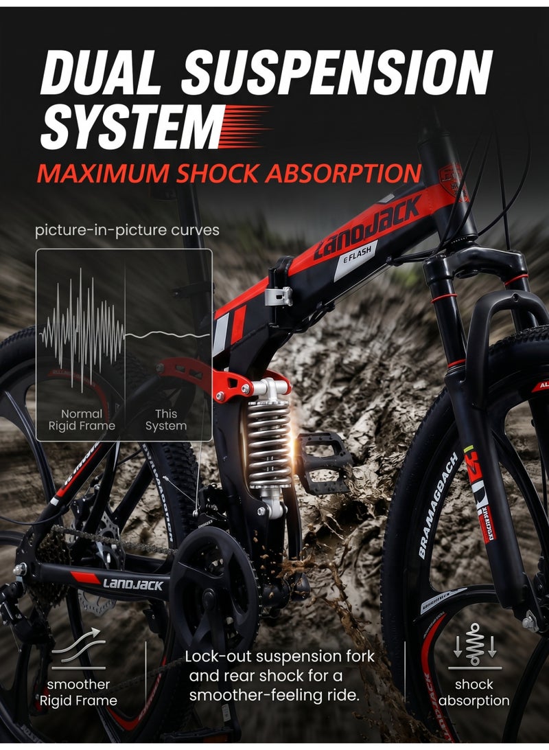ETG 26-Inch Folding Mountain Bike, 24-Speed Full Suspension – High-Carbon Steel, Dual Disc Brake - Image 4