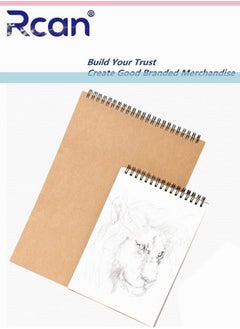 Rcan A3 A4 A5 Spiral Notebooks Blank Sketch Notebooks Kraft Cover Sketchbook for Sketching Diary Memo Journal for Students 30 Pages 60 Sheets 120G  - Image 1
