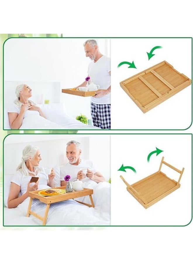 صينية فطور خشبية كبيرة قابلة للطي (62×37 سم) | طاولة تقديم سرير محمولة | مكتب لابتوب متعدد الاستخدامات مع أرجل متينة | تصميم عملي وأنيق - Image 3