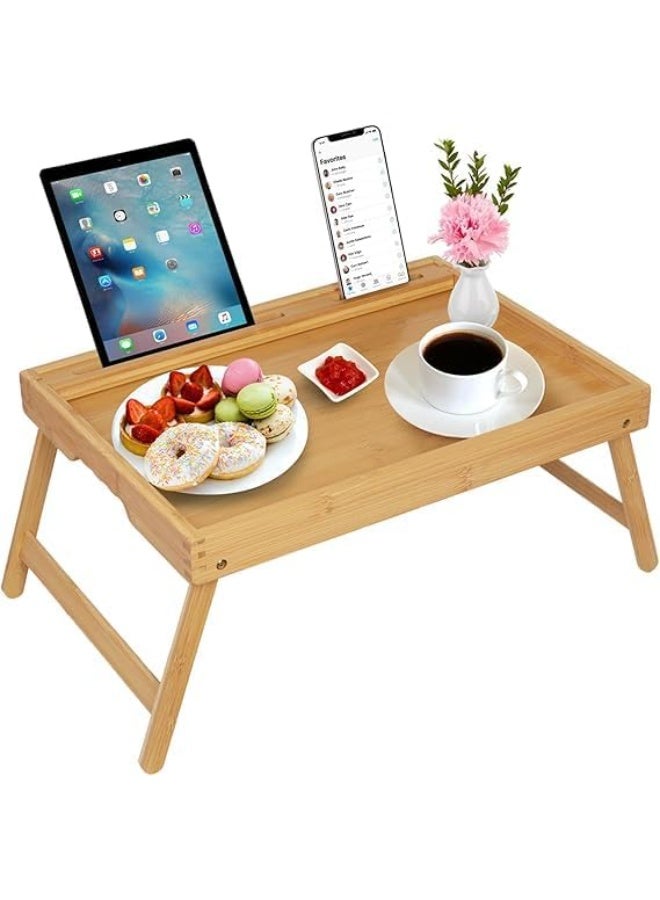 صينية فطور خشبية كبيرة قابلة للطي (62×37 سم) | طاولة تقديم سرير محمولة | مكتب لابتوب متعدد الاستخدامات مع أرجل متينة | تصميم عملي وأنيق - Image 1