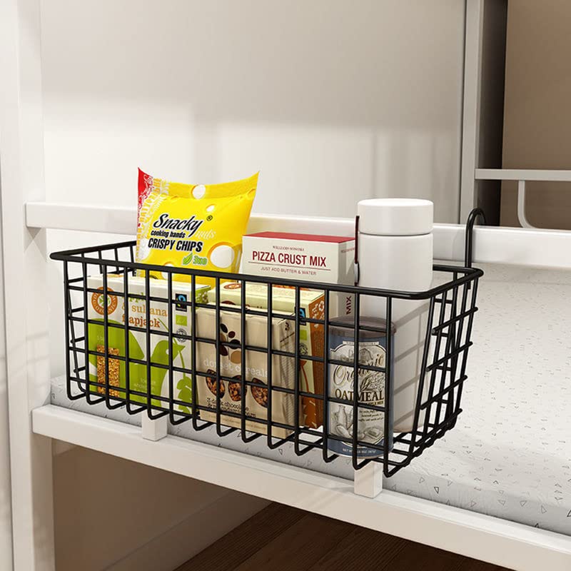 MosQuick Multipurpose Bedside Hanging Storage Basket, Dorm bed hanging basket, Dormitory Iron Mesh Hanging Organizer Caddy for Book Phone Magazine Holder - black,Rectangular - Image 2
