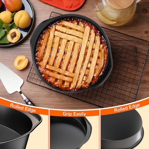 AltarreT 8 Inch Round Cake Pan with Handle, 3PCS Nonstick Cake Pans with 100 PCS Parchment Paper - Image 4