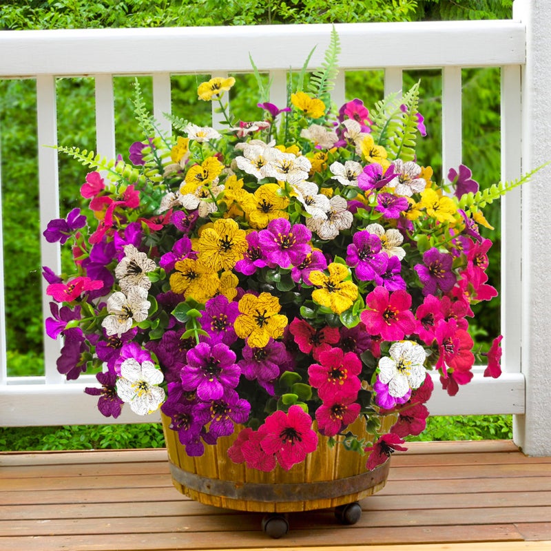 TSTWETO Artificial Fake Flowers for Outdoors,16 Bundles Artificial Plants Outdoor Faux Plants UV Resistant, Realistic Faux Silk Flower 6 Colors Spring Summer Decor for Porch Outside Planter Window Box - Image 5