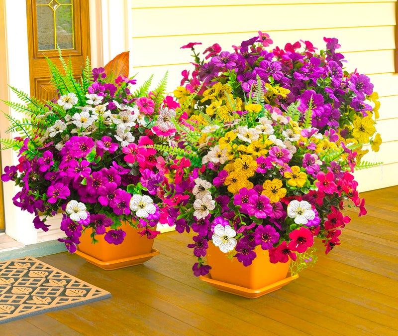 TSTWETO Artificial Fake Flowers for Outdoors,16 Bundles Artificial Plants Outdoor Faux Plants UV Resistant, Realistic Faux Silk Flower 6 Colors Spring Summer Decor for Porch Outside Planter Window Box - Image 4