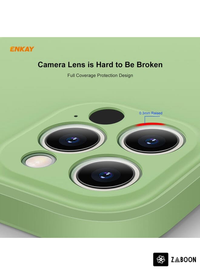 Green Tiger - For iPhone 12 Pro Hat-Prince ENKAY ENK-PC069 Liquid Silicone Straight Edge Shockproof Protective Case(Dark Green) - Image 1
