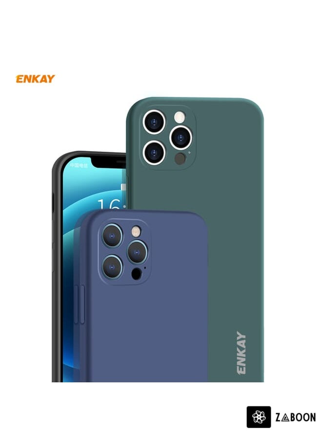 Green Tiger - For iPhone 12 Pro Hat-Prince ENKAY ENK-PC069 Liquid Silicone Straight Edge Shockproof Protective Case(Dark Green) - Image 1