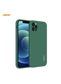 For iPhone 12 Pro Hat-Prince ENKAY ENK-PC069 Liquid Silicone Straight Edge Shockproof Protective Case(Dark Green)