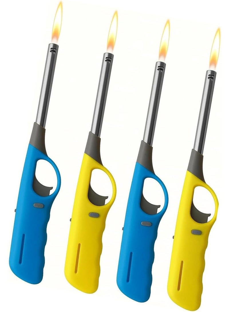 JIHAM Lighter 4-Pcs, Stainless Steel and Durable, Wind Resistant, Refillable Gas, Kitchen Lighter perfect for Kitchen, Candle, Grill, BBQ, Fireplace, Bakhoor and Charcoal - Image 1