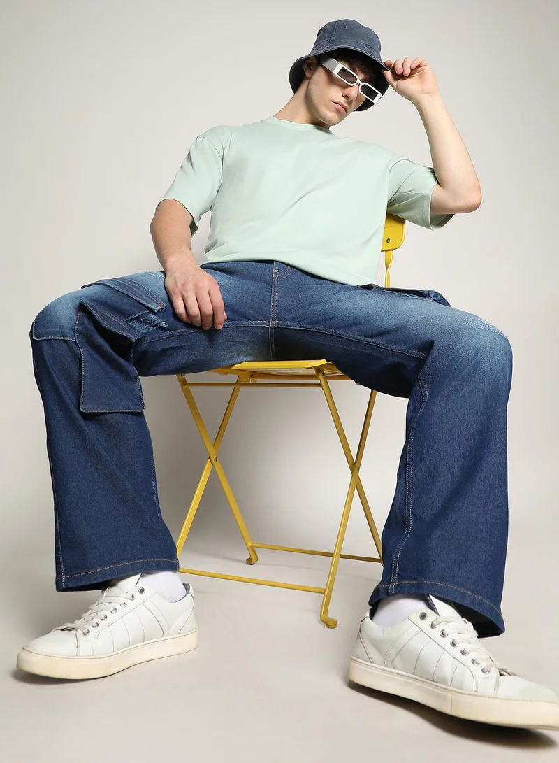 Campus Sutra Men's Tea Green Basic Oversized T-Shirt