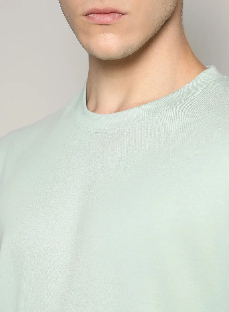 Campus Sutra Men's Tea Green Basic Oversized T-Shirt